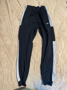 New Balance Black Jogger Pants with Light Gray Stripe